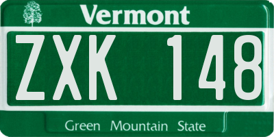 VT license plate ZXK148