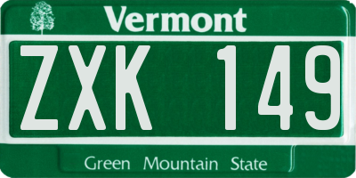 VT license plate ZXK149