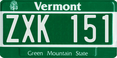 VT license plate ZXK151