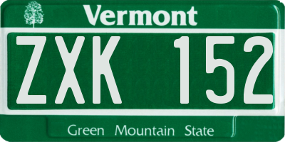 VT license plate ZXK152