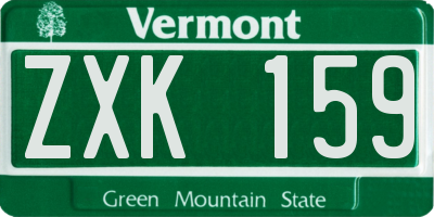VT license plate ZXK159