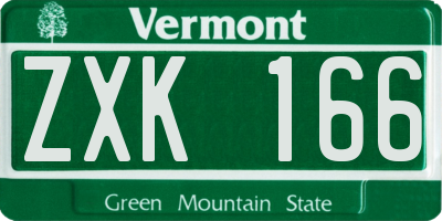 VT license plate ZXK166