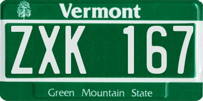 VT license plate ZXK167
