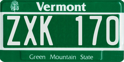 VT license plate ZXK170