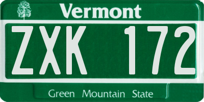 VT license plate ZXK172