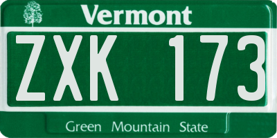 VT license plate ZXK173