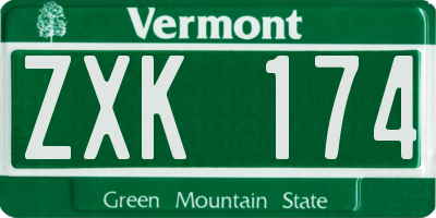 VT license plate ZXK174