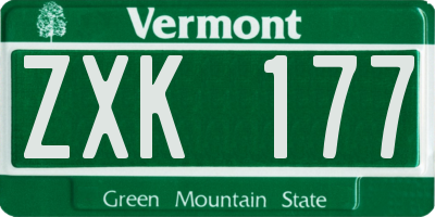 VT license plate ZXK177