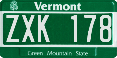 VT license plate ZXK178