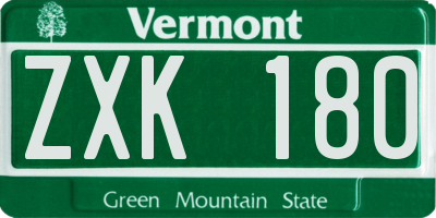 VT license plate ZXK180
