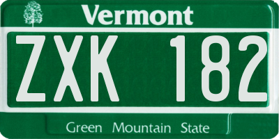 VT license plate ZXK182