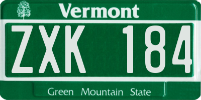 VT license plate ZXK184