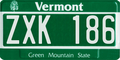VT license plate ZXK186