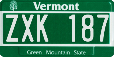 VT license plate ZXK187