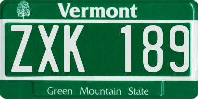 VT license plate ZXK189