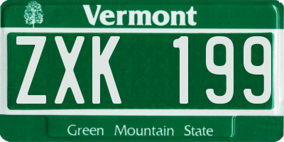 VT license plate ZXK199