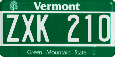 VT license plate ZXK210