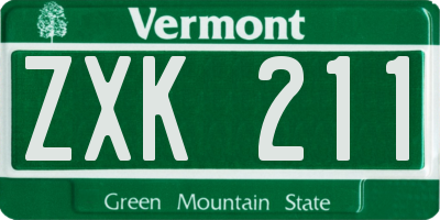 VT license plate ZXK211
