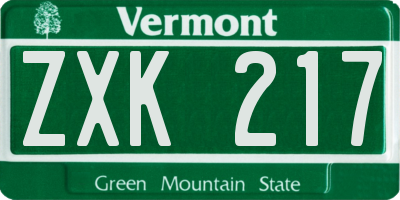 VT license plate ZXK217