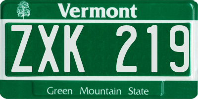 VT license plate ZXK219