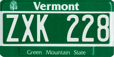 VT license plate ZXK228