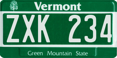 VT license plate ZXK234