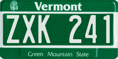 VT license plate ZXK241