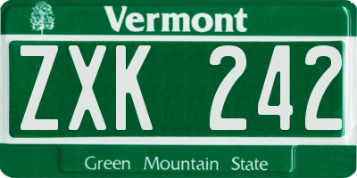 VT license plate ZXK242