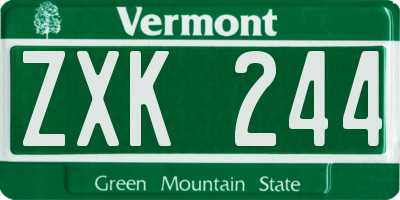 VT license plate ZXK244