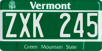 VT license plate ZXK245