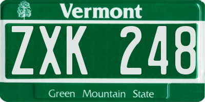 VT license plate ZXK248