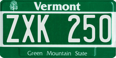 VT license plate ZXK250
