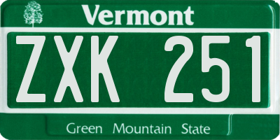 VT license plate ZXK251