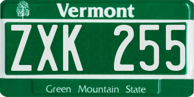 VT license plate ZXK255