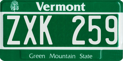 VT license plate ZXK259