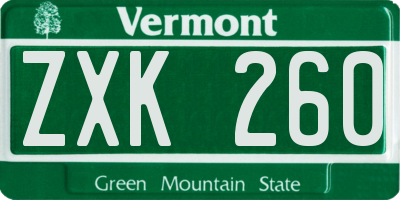 VT license plate ZXK260