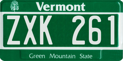 VT license plate ZXK261