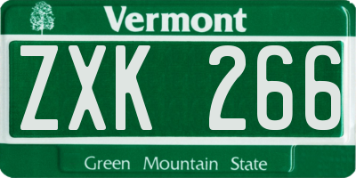 VT license plate ZXK266