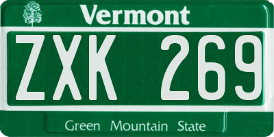 VT license plate ZXK269