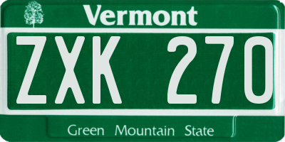 VT license plate ZXK270