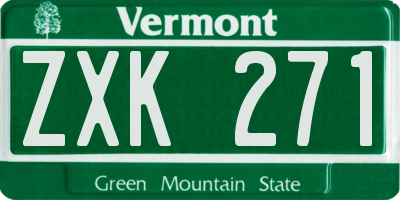 VT license plate ZXK271