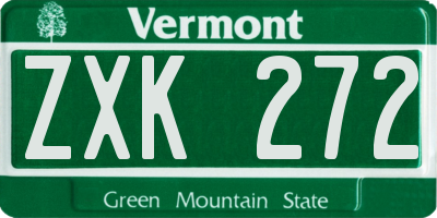 VT license plate ZXK272