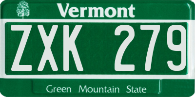VT license plate ZXK279