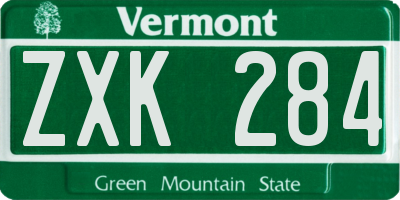 VT license plate ZXK284