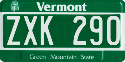 VT license plate ZXK290