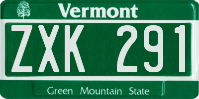 VT license plate ZXK291