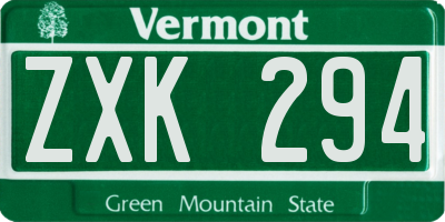 VT license plate ZXK294