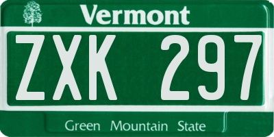 VT license plate ZXK297