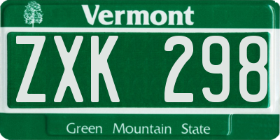 VT license plate ZXK298