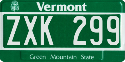 VT license plate ZXK299